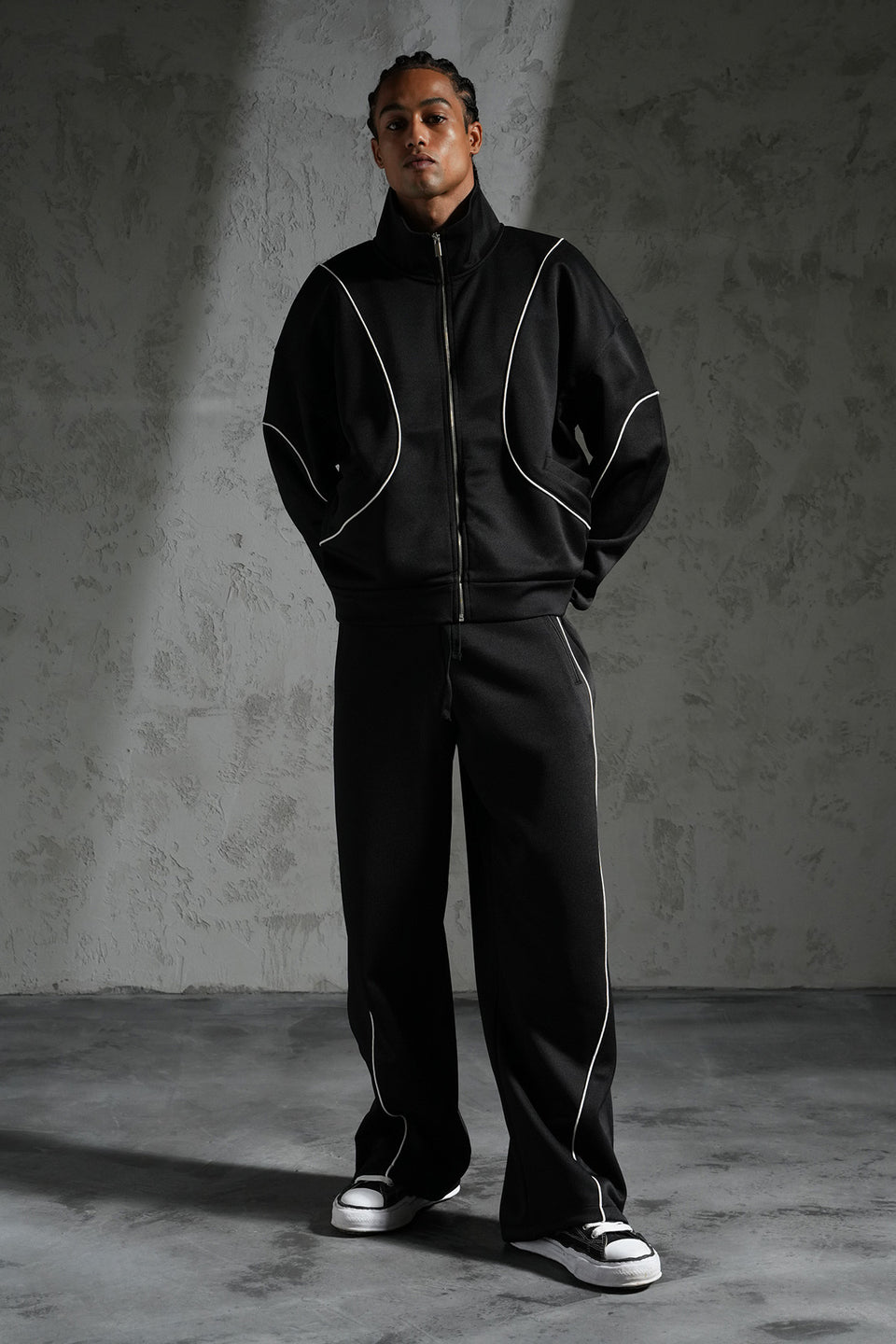 Completo tracksuit vibe strip uomo nero