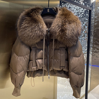 Winter Down Jacket Women Large Real Raccoon Fur eprolo BAD PEOPLE