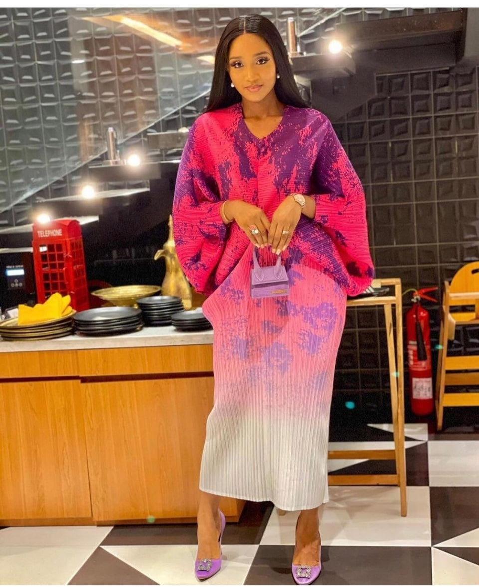 Vestido largo estampado para mujer.