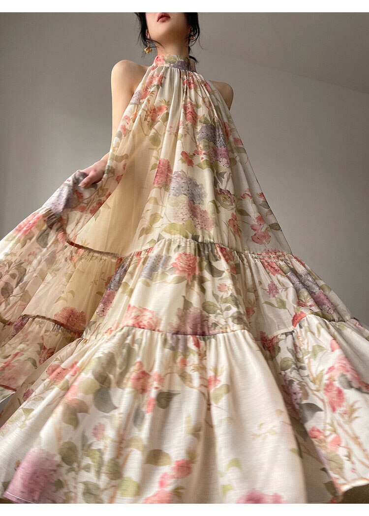 Abito lungo campana donna floreale boho