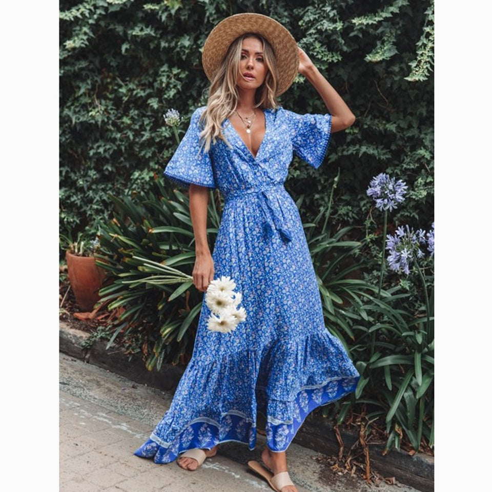 Frieda Boho Maxi Vestido Mujer Verano Elegante
