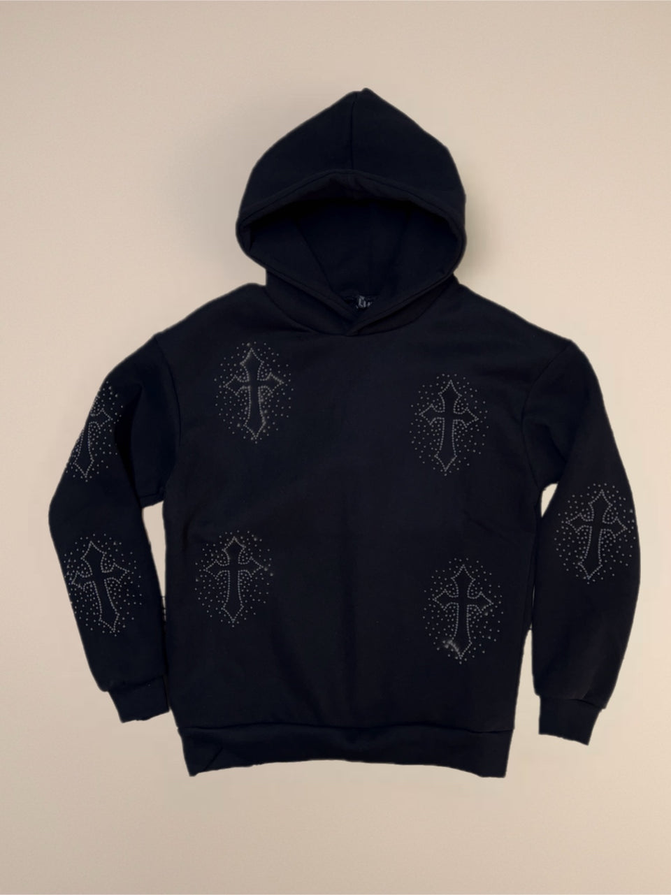 Felpa cross strass hoodie Nera