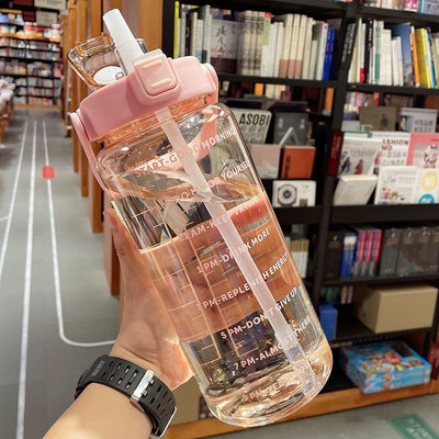 Sports water cup portable large capacity 2000ml plastic cup with straw scale men and women kettle water cup eprolo BAD PEOPLE