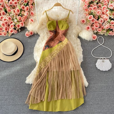 French Retro Mesh Patchwork  Dress eprolo BAD PEOPLE