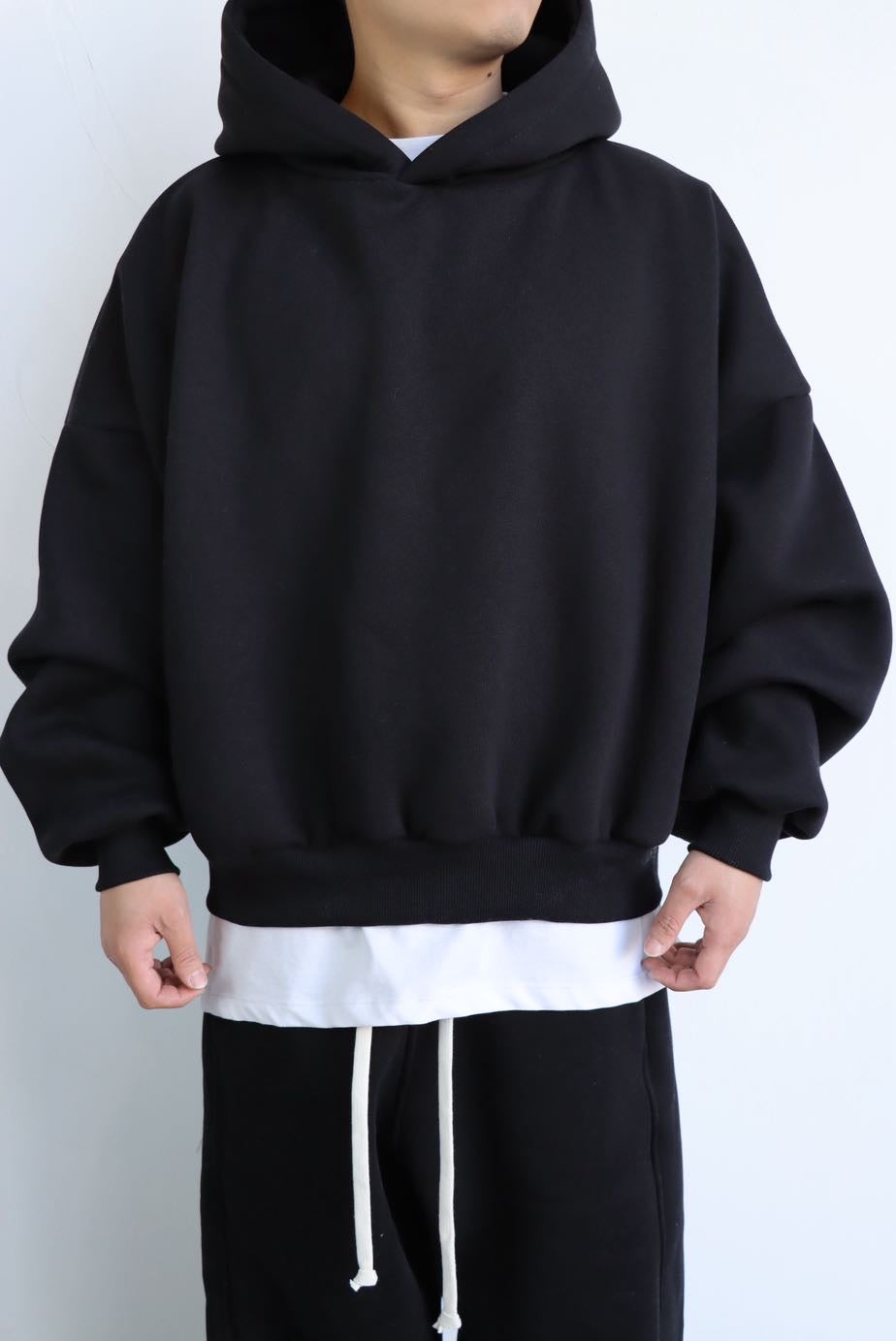 Felpa boxy uomo hoodie drip nero