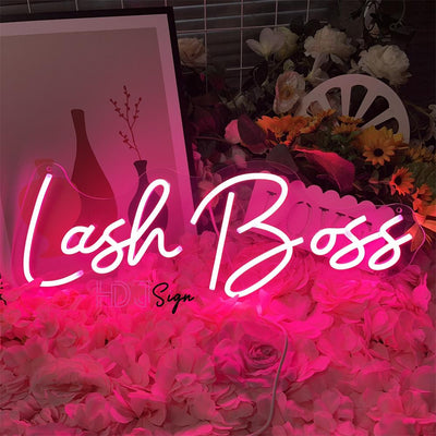 Custom Led Neon Lights Sign Lash Boss peach pink 43x16.5cm USB Neon Signs