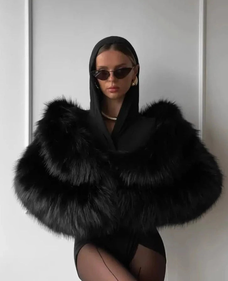 Pelliccia ecologico donna scollo