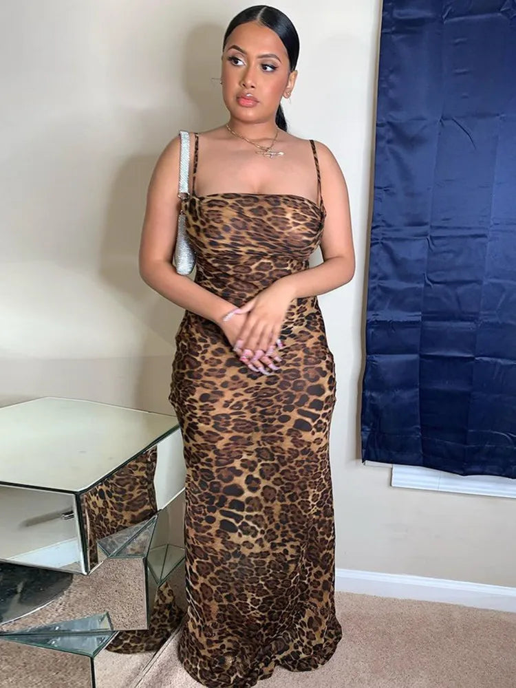 Abito leopardato donna lungo