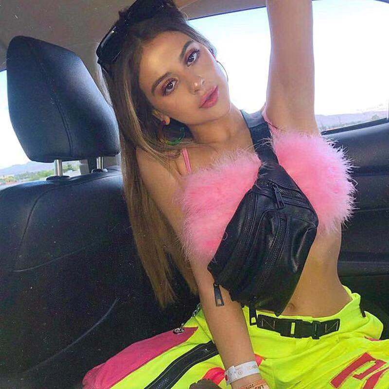 Camisola de felpa rosa sexy europea y americana para mujer