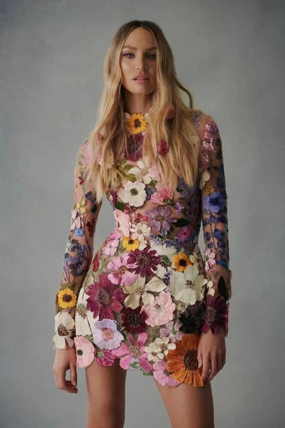 Abito corto floreale 3d donna MUST HAVE