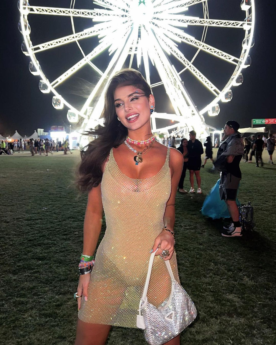 Women's glitter mesh mini dress