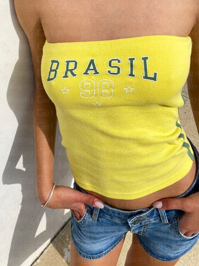 Top Brasil y2k donna Yellow MUST HAVE
