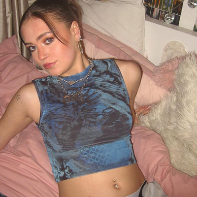 Top fantasy y2k donna Blue MUST HAVE
