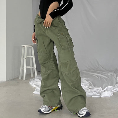 Pantalone baggy cargo donna y2k Army Green MUST HAVE