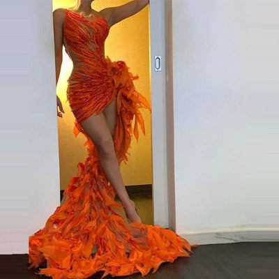 Abito donna cerimonia lungo Diana Orange CELEBRITY